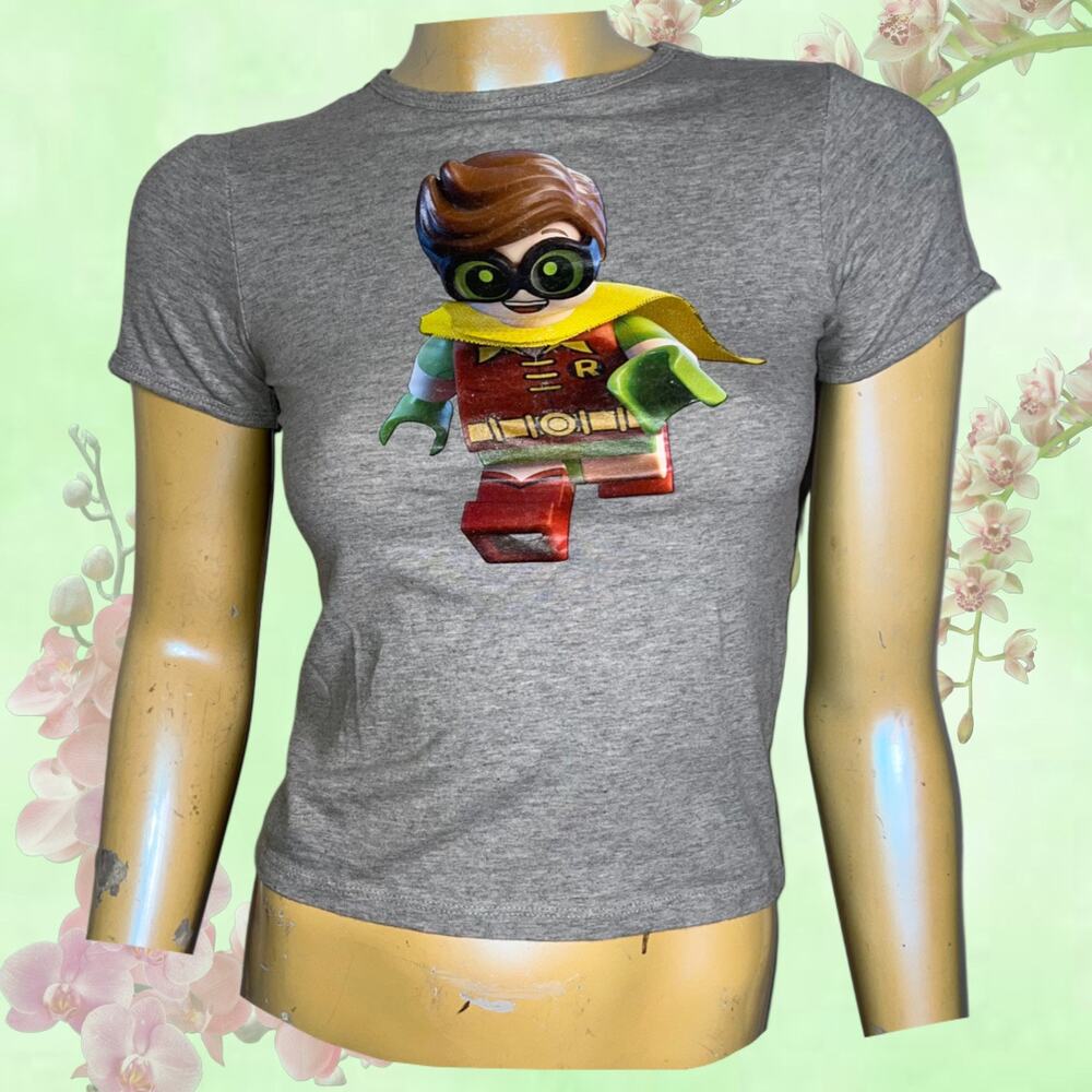 Grey Lego Batman Robin Baby Tee